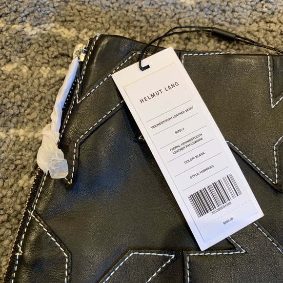 Helmut Lang Houndstooth Leather Skirt Size 4 - Picture 3 of 4